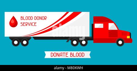 Mobile di trasfusione del sangue station veicolo. Settore medicale e della salute concetto Illustrazione Vettoriale