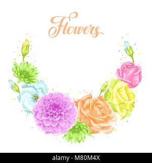 Elemento decorativo con fiori delicati. Oggetto per la decorazione di nozze e inviti, schede romantica Illustrazione Vettoriale