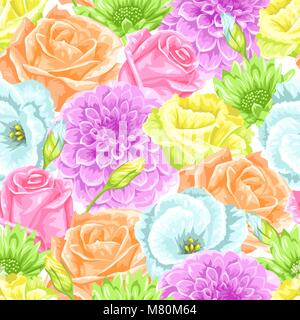 Seamless pattern decorativo con fiori delicati. Facile da usare per il fondale, tessili, carta da imballaggio, sfondo Illustrazione Vettoriale