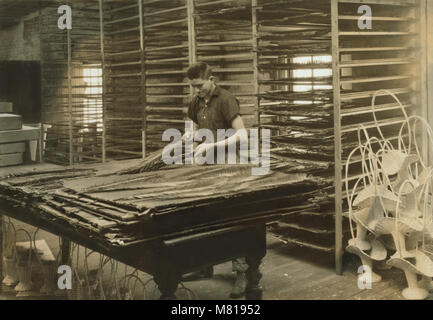 Il 15-anno-vecchio ragazzo di smistamento Foglie di Cycas, floreali Supply Company, Boston, Massachusetts, USA, Lewis Hine nazionali per il lavoro minorile Comitato, Gennaio 1917 Foto Stock