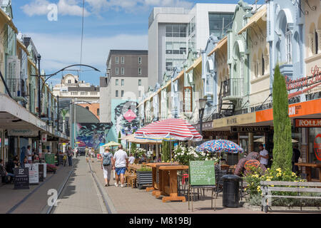 La missione spagnola architettura in stile, Nuovo Regent Street, Christchurch, Canterbury, Nuova Zelanda Foto Stock