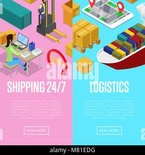 Per tutto il giorno di spedizione e logistica poster Illustrazione Vettoriale