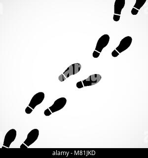 Tacchi umano le tracce di sentiero del piede. Passi silhouette Illustrazione Vettoriale