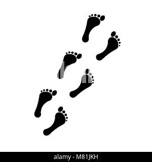 Umano piede scalzo via isolato su sfondo bianco Illustrazione Vettoriale