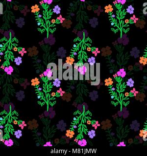 Bright vivid abstract seamless pattern su sfondo scuro Illustrazione Vettoriale