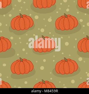 Grande zucca matura illustrazione vettoriale. Modello senza giunture dello sfondo. Illustrazione Vettoriale