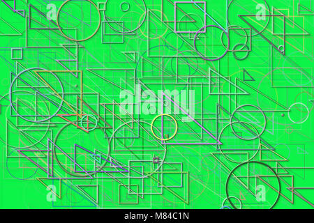 Abstract goffrato & random cerchio, quadrato, rettangolo e triangolo, digital generative art design per consistenza e sullo sfondo Foto Stock