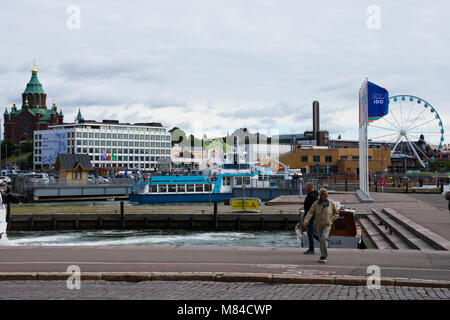 Helsinki, Finlandia. Agosto 27, 2017. Vista di sud di Helsinki Harbour (Etelasatama) Foto Stock