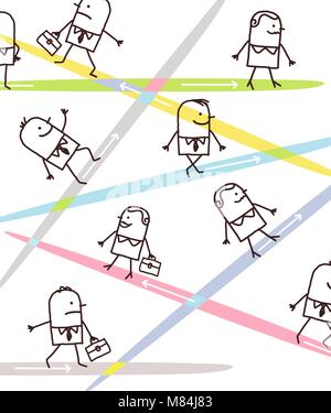 Cartoon la gente di affari e le direzioni Illustrazione Vettoriale