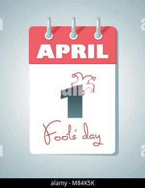 1 Il giorno di sciocchi di aprile. Scritte a mano e script Jester cap schizzo su foglio di calendario. Illustrazione Vettoriale. Illustrazione Vettoriale