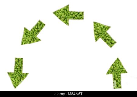 Le frecce verdi nota qui sotto - mezzo cerchio Foto Stock