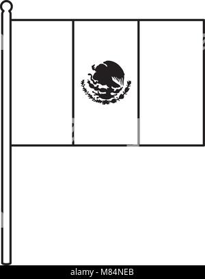 Mexican icona bandiera su sfondo bianco, illustrazione vettoriale Illustrazione Vettoriale
