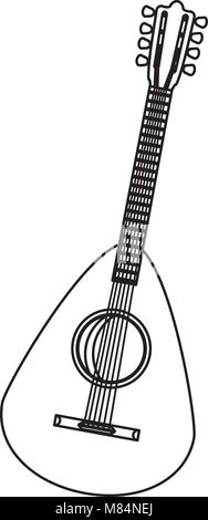 Liuto icona a forma di chitarra su sfondo bianco, illustrazione vettoriale Illustrazione Vettoriale