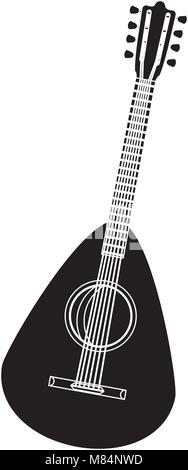 Liuto icona a forma di chitarra su sfondo bianco, illustrazione vettoriale Illustrazione Vettoriale