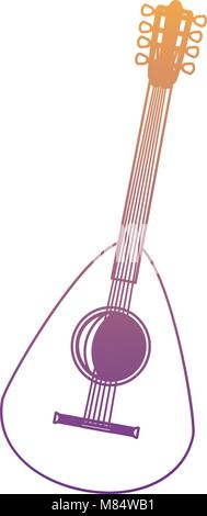 Liuto icona a forma di chitarra su sfondo bianco, design colorato. illustrazione vettoriale Illustrazione Vettoriale