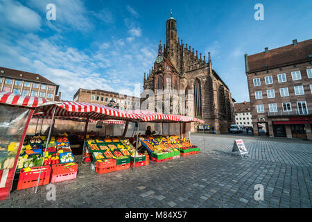 La Frauenkirche (Chiesa di Nostra Signora), Norimberga, Germania, Europa. Foto Stock