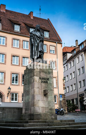 Albrecht Dürer scultura, Norimberga, Baviera, Germania, Europa Foto Stock