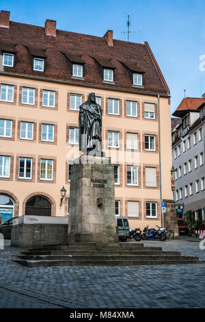 Albrecht Dürer scultura, Norimberga, Baviera, Germania, Europa Foto Stock