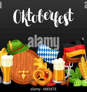 Oktoberfest. Benvenuti alla festa della birra. Invito opuscolo o poster per la festa Illustrazione Vettoriale