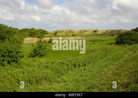 Punto di Ayr, il punto più settentrionale del continente del Galles con punto di Ayr il faro in distanza Foto Stock