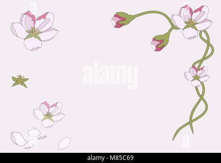 Rosa fiori di ciliegio sakura fiori in uno stile Giapponese. Molla dello sfondo. La freschezza della natura. Illustrazione Vettoriale