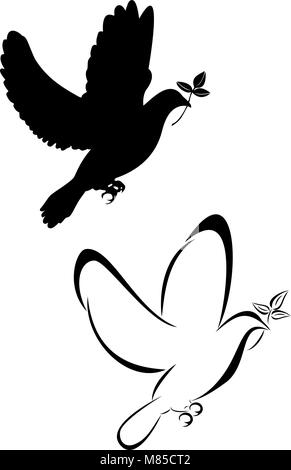 Set di due colomba tribali tatuaggi Illustrazione Vettoriale