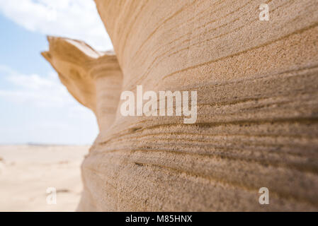 Dune fossili, Al Wathba, Abu Dhabi Emirati Arabi Uniti. Sabbia indurito (sabbia pietra) dune di Abu Dhabi che sono localmente noto come le dune fossili Foto Stock