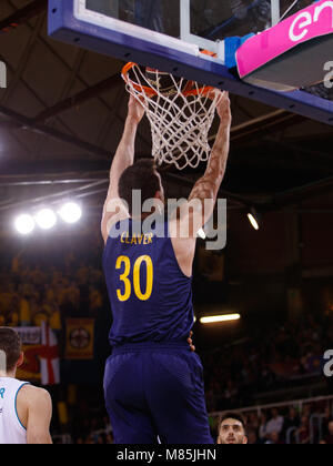 Barcellona, Spagna - 11 Marzo: Victor Claver, #30 del FC Barcelona Lassa in azione durante il 2017/2018 Endesa ACB League Round 22 gioco tra FC Barce Foto Stock