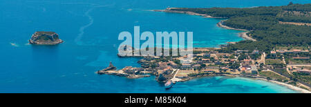 Immagine aerea di Isola de Pianosa (Isola di Pianosa), un ex colonia penale isola stabilita da Leopoldo II Granduca di Toscana nel 1856. Pianosa aveva Foto Stock