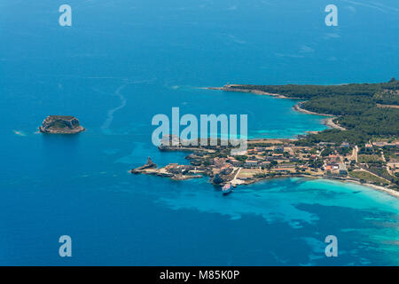 Immagine aerea di Isola de Pianosa (Isola di Pianosa), un ex colonia penale isola stabilita da Leopoldo II Granduca di Toscana nel 1856. Pianosa aveva Foto Stock