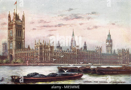 Houses of Parliament, Westminster, Londra, Inghilterra, circa 1905 Foto Stock