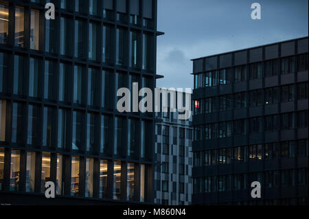 Vienna, Austria. Xiv Mar, 2018. Uffici vuoti visto presso la Erste Bank uffici prima del sorgere del sole in Vienna. Credito: Omar Marques/SOPA Immagini/ZUMA filo/Alamy Live News Foto Stock