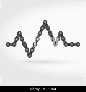 In bici o in catena per bicicletta Cardiogram Illustrazione Vettoriale