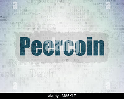 Concetto Blockchain: Peercoin sui dati digitali sfondo della carta Foto Stock