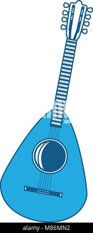 Liuto icona a forma di chitarra su sfondo bianco, ombreggiatura blu design. illustrazione vettoriale Illustrazione Vettoriale