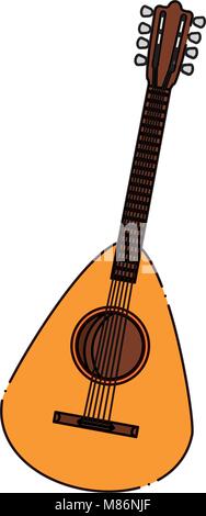 Liuto icona a forma di chitarra su sfondo bianco, design colorato. illustrazione vettoriale Illustrazione Vettoriale