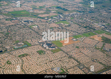 Vista aerea della Elk Grove area, della contea di Sacramento, California Foto Stock