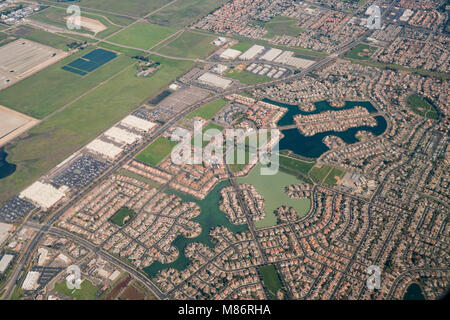 Vista aerea della Elk Grove area, della contea di Sacramento, California Foto Stock