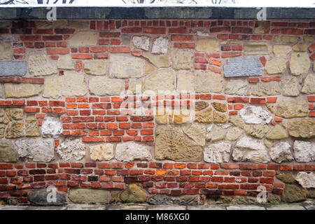 Parete in diversi mattoni sagomati Foto Stock