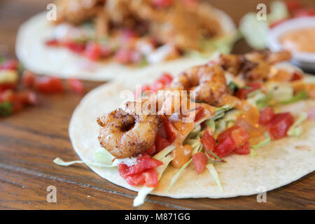 Boreale gamberetto taco closeup Foto Stock