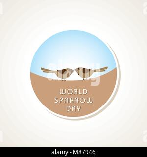 Mondo Sparrow giorno. Illustrazione Vettoriale della data di passeri. Carino sparrow card per il mondo sparrow giorno. Illustrazione Vettoriale