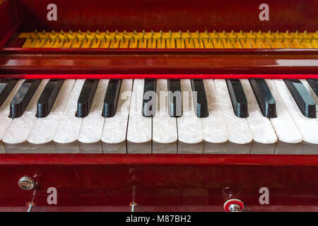 Harmonium strumento chiavi di dettaglio Foto Stock