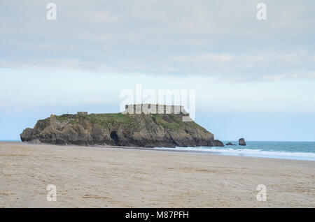 Saint Catherine's Island, Tenby Beach, Pembrokeshire, Galles del Sud Foto Stock