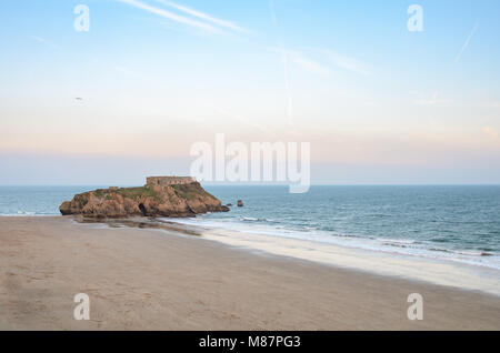 Saint Catherine's Island, Tenby Beach, Pembrokeshire, Galles del Sud Foto Stock