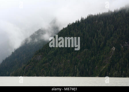 I fiordi in testa al Portland Canal separando il Canada e gli Stati Uniti, a Hyder, Alaska e Stewart, British Columbia. Foto Stock