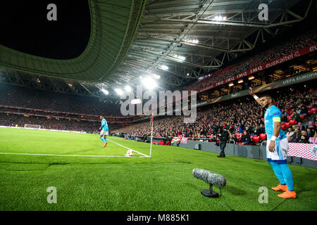 Bilbao, Spagna. Il 15 marzo, 2017. Dimitri Payet (Olympique Marsiglia, centrocampista) durante il 2017/2018 UEFA Europa League Round di 16 partita di calcio tra Athletic Club e Olympique De Marseille a San Mames Stadium il 15 marzo 2017 a Bilbao, Spagna. Credito: David Gato/Alamy Live News Foto Stock