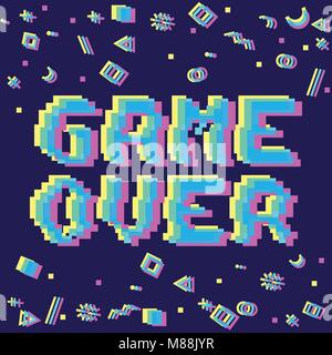 Vettore di game over di glitch di pixel Illustrazione Vettoriale