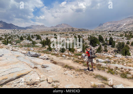 CA03374-00...CALIFORNIA - Vicky molla escursionismo Piute il sentiero passa vicino Piute passano in John Muir Wilderness. (MR# S1) Foto Stock