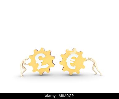 La cooperazione finanziaria e di cooperazione e di influenza tra le marce,euro e sterlina Foto Stock