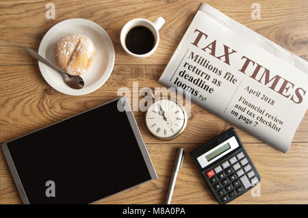 Tempi fiscale mock up quotidiano, il concetto di scadenza Foto Stock